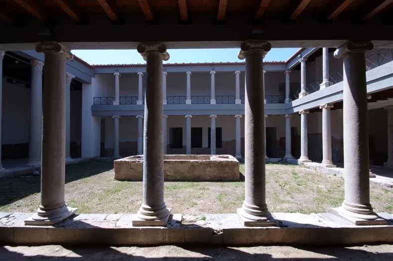 Colonnaded courtyard of Casa Romana, a restored Roman villa in Kos Town