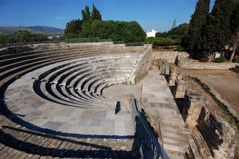 Marble seating rows of the Roman Odeon of Kos